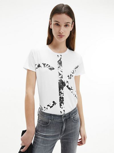 Calvin Klein Ruhák HU451172 | Calvin Klein Organic Cotton Logo Női Póló Világos Fehér